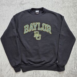 Champion Baylor Bears Crewneck Sweatshirt Green Gold Logo Black Size S